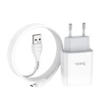 Мережевий зарядний пристрій Hoco C73A  2.4A with MicroUSB cable White