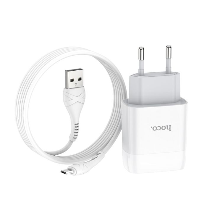 СЗУ Hoco C73A  2.4A with MicroUSB cable White