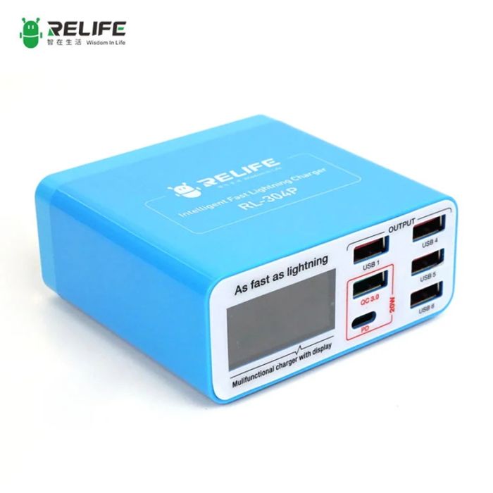 Швидкий зарядний пристрій RELIFE RL-304P / 4xUSB / 1xType-C PD3.0 /  1xUSB QC 3.0 / 40W