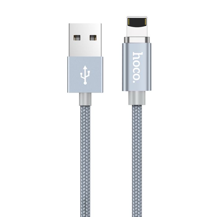 USB кабель магнітний Hoco U40A 1m Lightning сірий