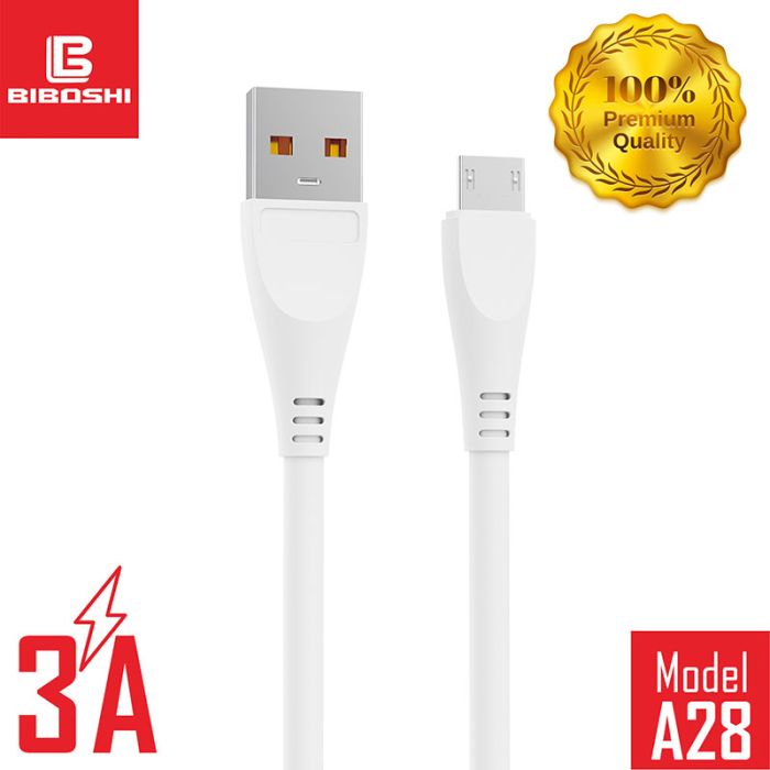 Кабель Biboshi A28 USB - Micro-USB / 90см / 3A / white
