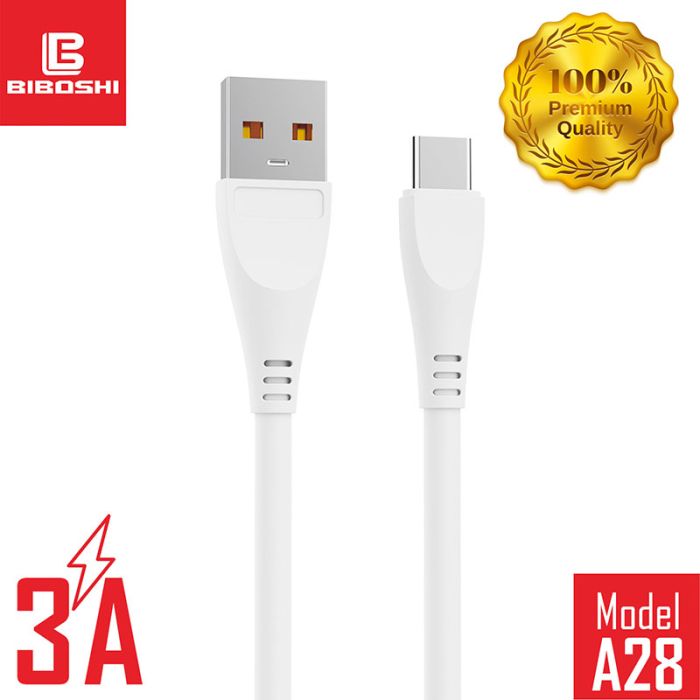 Кабель Biboshi A28 USB - Type-C / 90см / 3A / white