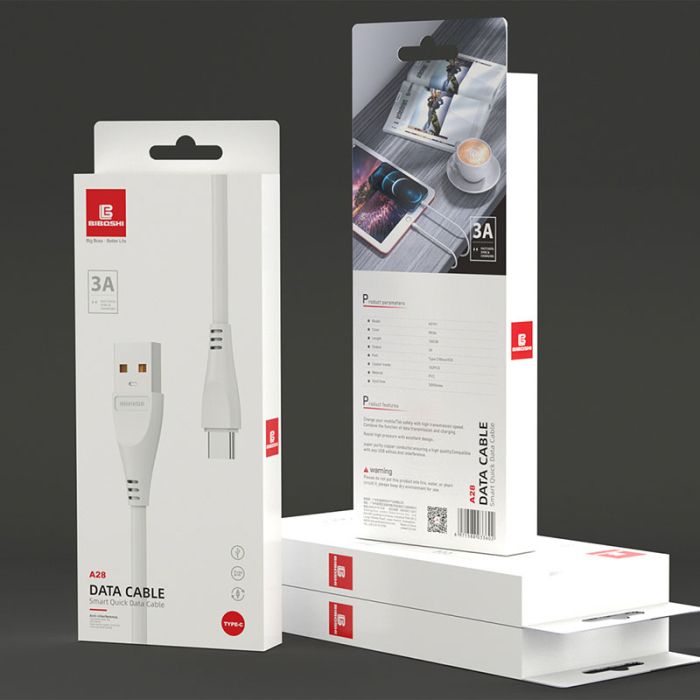 Кабель Biboshi A28 USB - Type-C / 90см / 3A / white