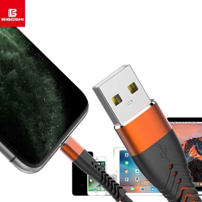 Кабель Biboshi A18 USB - Type-C 1m 3A black - orange