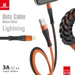 Кабель Biboshi A18 USB - Lightning 1m 3A black - orange