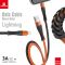 Кабель Biboshi A18 USB - Lightning 1m 3A black - orange