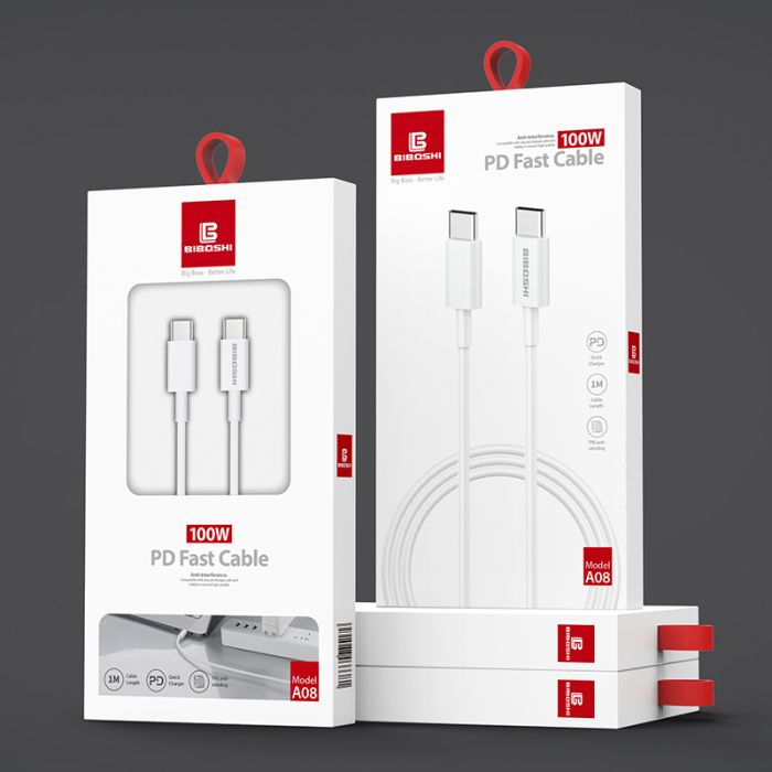 Кабель Biboshi A08 Type-C - Type-C 1m 5A white