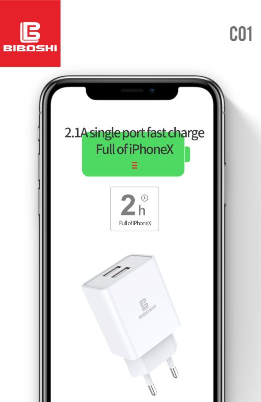 Мережевий зарядний пристрій Biboshi C01 2 USB 2.1A white