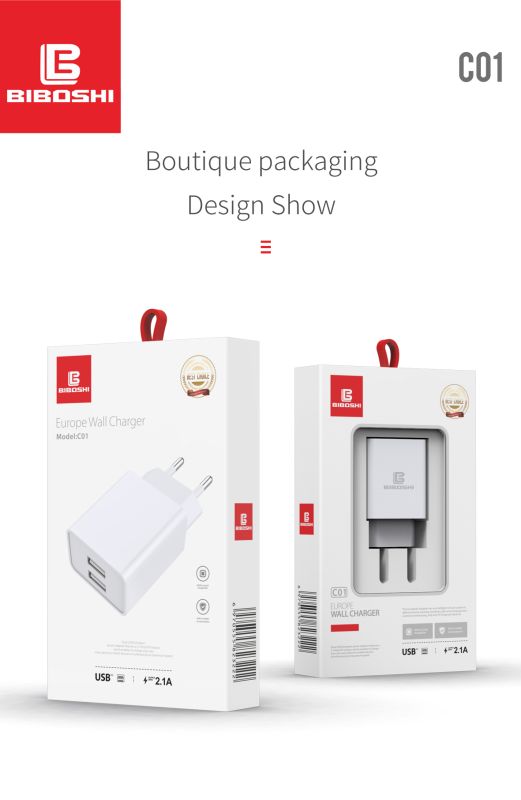 Мережевий зарядний пристрій Biboshi C01 2 USB 2.1A white
