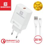Мережевий зарядний пристрій Biboshi C39 1 USB 20W / QC5.0 + кабель Type-C white