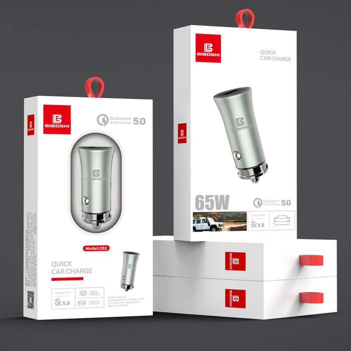 Автомобільний зарядний пристрій Biboshi Z02 1 USB QC5.0 silver