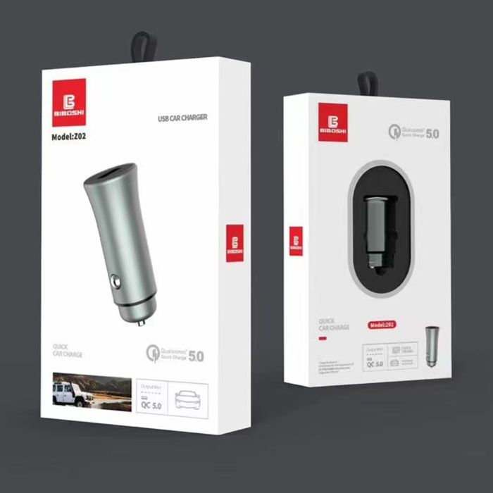 Автомобільний зарядний пристрій Biboshi Z02 1 USB QC5.0 silver
