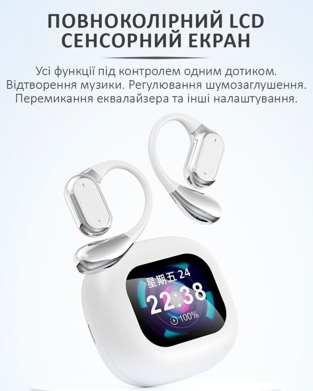 Навушники бездротові Q18 TWS Earbuds з LED дисплеєм, Bluetooth 5.4, ENC, 300mAh White