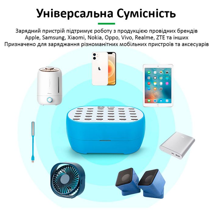 Зарядное устройство RELIFE RL-304M / 2.4A / 30 USB / 160W