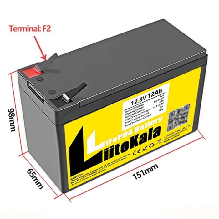 Акумуляторна батарея LiitoKala LiFePO4 12.8V / 12Ah (153,6Wh) / 151*65*98mm / 1.4kg