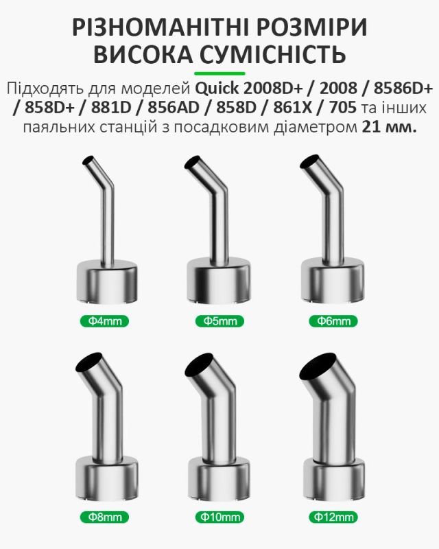 Насадка для термофена Relife 858, 45°, 12мм. QUICK 2008D+/2008/8586D+/858D+/881D/856AD/858D/861X/705