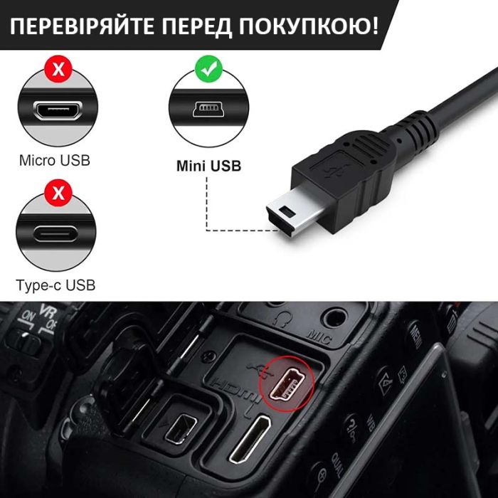 Кабель USB 2.0 - mini USB (AM/Mini 5 pin) Черный 0.3м