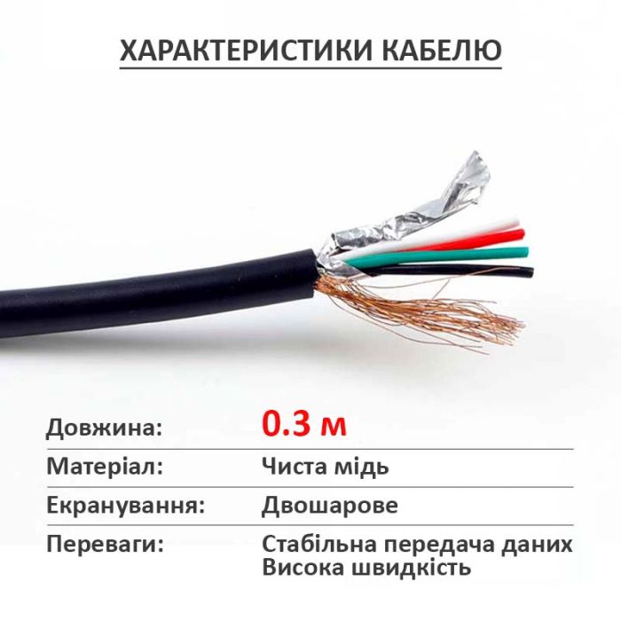 Кабель USB 2.0 - mini USB (AM/Mini 5 pin) Чорний 0.3м
