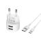 Мережевий зарядний пристрій Borofone BA23A 2 USB 2.4A Type-C білий