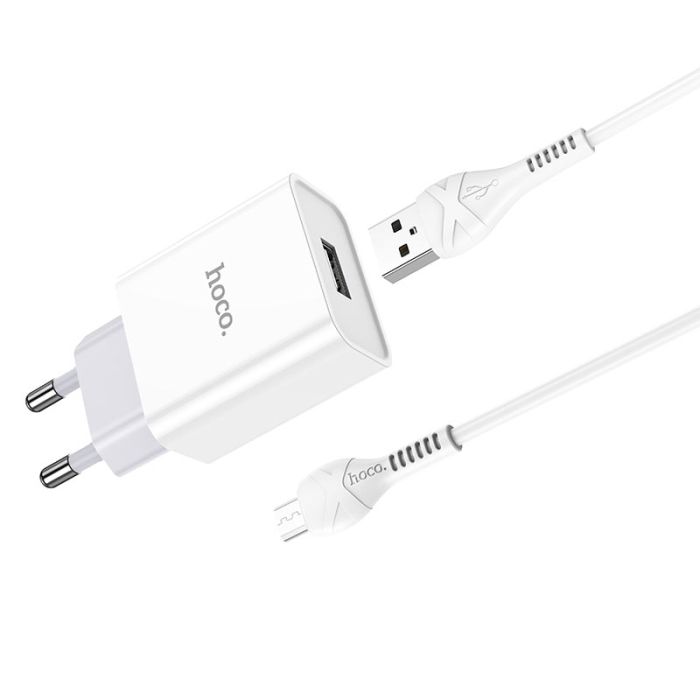 Мережевий зарядний пристрій Hoco C81A 1 USB 2.1A Micro білий