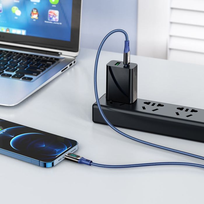 USB кабель Hoco S51 Type-C - Lightning 3A 20W PD 1.2m синій