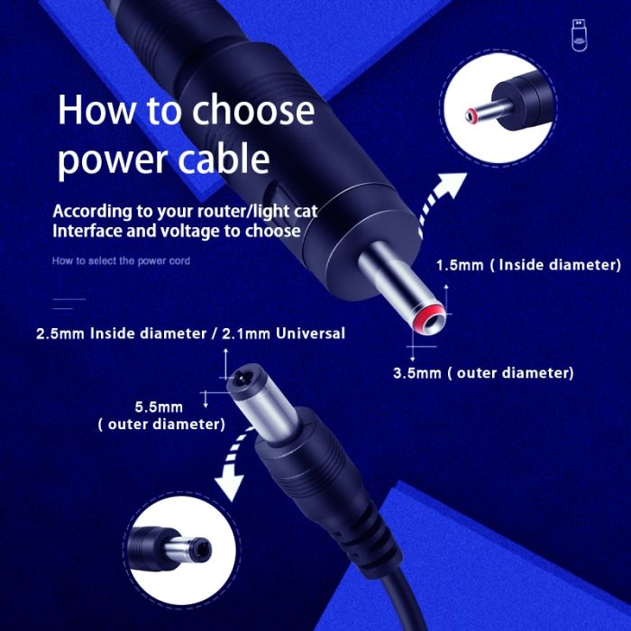 Кабель живлення Keweisi KWS-912V USB DC / 9В / 12В / 3.5мм / 5.5мм для роботи роутера від Powerbank