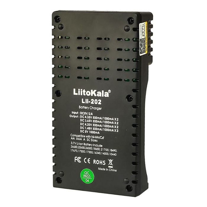 Універсальний зарядний пристрій LiitoKala Lii-202 для 18650, AA, AAA Li-Ion, LiFePO4, Ni-MH/Cd + PowerBank