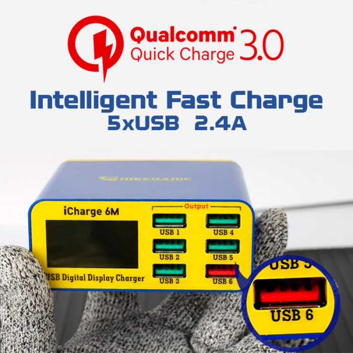 Швидкий зарядний пристрій Mechanic iCharge 6M 3.5A / 5xUSB / 1xUSB QC3.0 / 40W