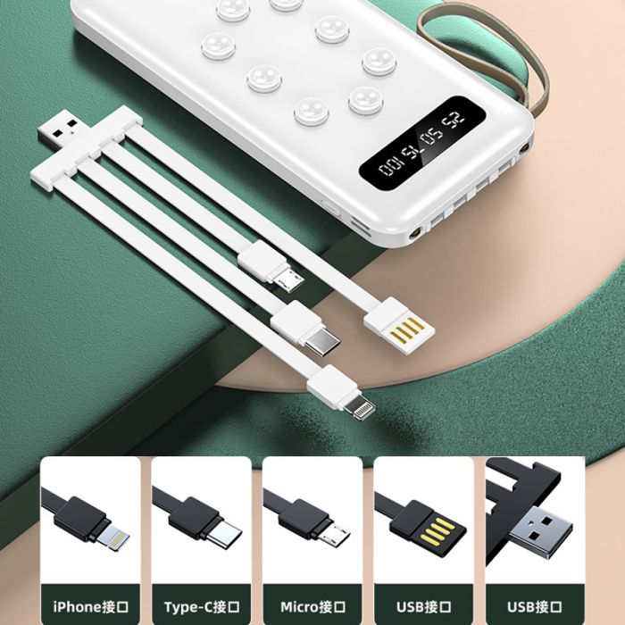 Power Bank VNpower K305 10000 mAh + кабель 4в1 USB/Micro/Type-C/Lightning/Фонарик Green