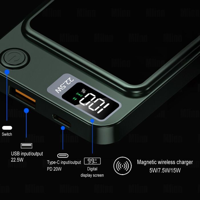Power bank бездротовий XIYT Y211 / швидка зарядка / Magsafe / Magnetic / 22.5W + 15W / 10000 mAh Black