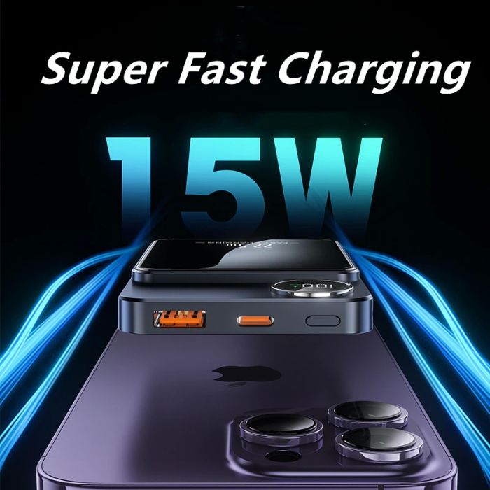Power bank бездротовий XIYT Y211 / швидка зарядка / Magsafe / Magnetic / 22.5W + 15W / 10000 mAh Violet