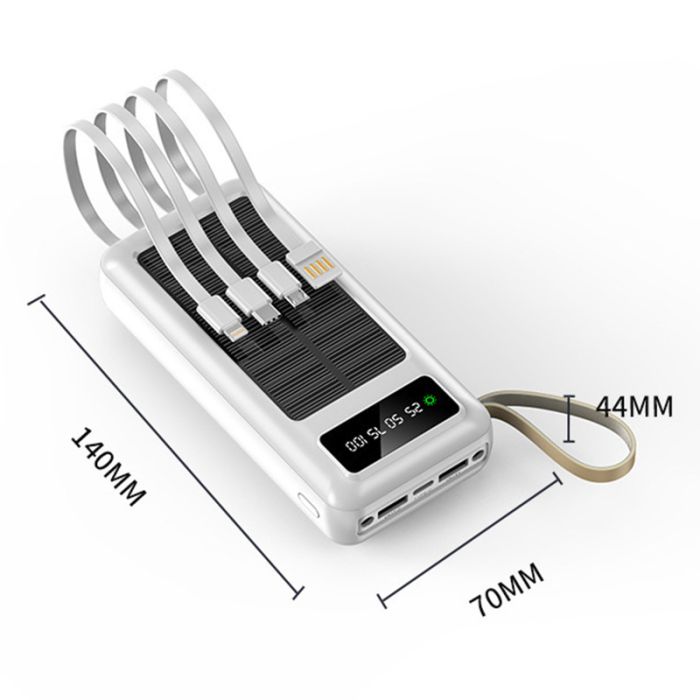 Power bank XIYT Y110 30000 mah + кабель 4 в 1 USB/Micro/Type-C/Lightning/Ліхтарик/Сонячна панель Black