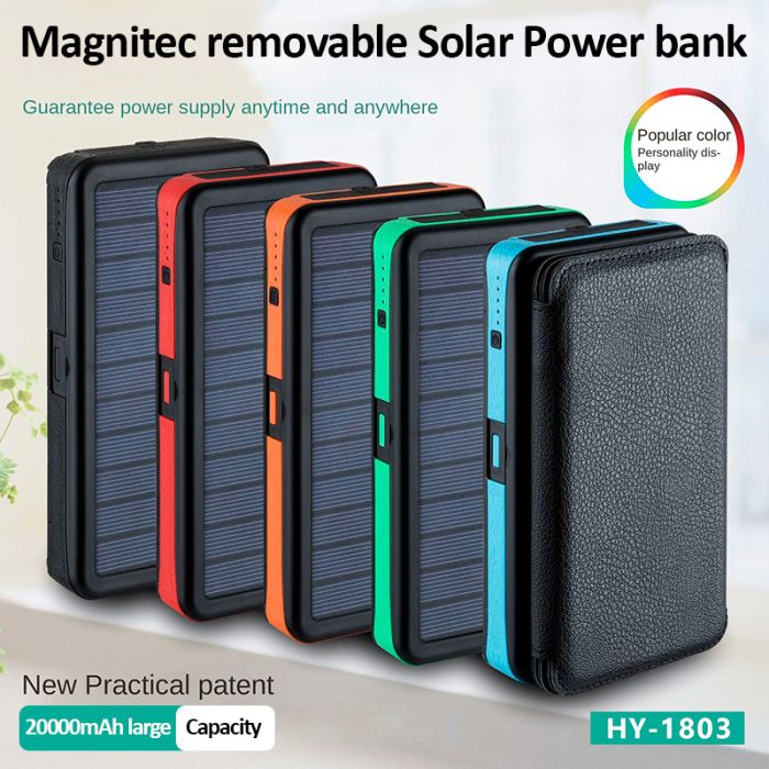 УМБ із сонячною панеллю XIYT HY-1803 / Power bank / 20000 mah / 2xUSB / Micro / Type-C Blue