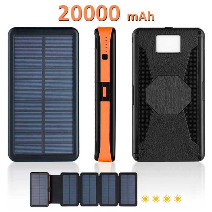 УМБ із сонячною панеллю XIYT HY-1803 / Power bank / 20000 mah / 2xUSB / Micro / Type-C Orange