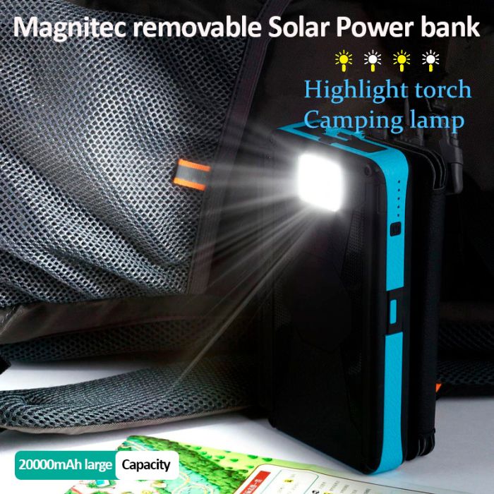 УМБ із сонячною панеллю XIYT HY-1803 / Power bank / 20000 mah / 2xUSB / Micro / Type-C Orange