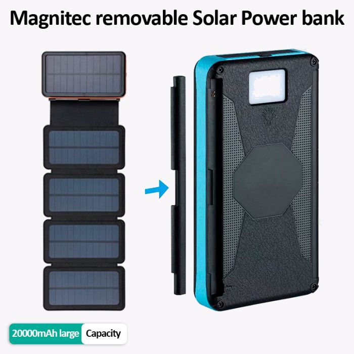 УМБ із сонячною панеллю XIYT HY-1803 / Power bank / 20000 mah / 2xUSB / Micro / Type-C Orange