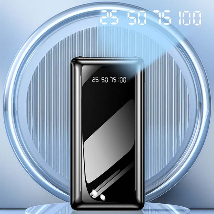 Power bank XIYT YZB0815 10000 mAh + кабель 4в1 USB / Micro / Type-C / Lightning / Ліхтарик White