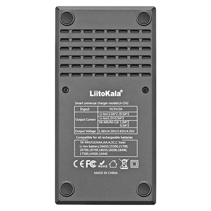 Интеллектуальное зарядное устройство LiitoKala Lii-CH2 для 18650, AA, AAA Li-Ion, LiFePO4, Ni-MH-Cd