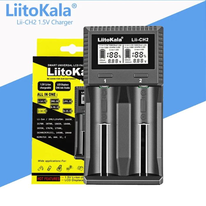 Интеллектуальное зарядное устройство LiitoKala Lii-CH2 для 18650, AA, AAA Li-Ion, LiFePO4, Ni-MH-Cd