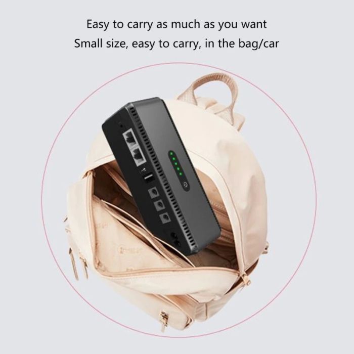 Источник бесперебойного питания для роутера Mini UPS 5V / 9V / 12V / 10400mAh 18W Black