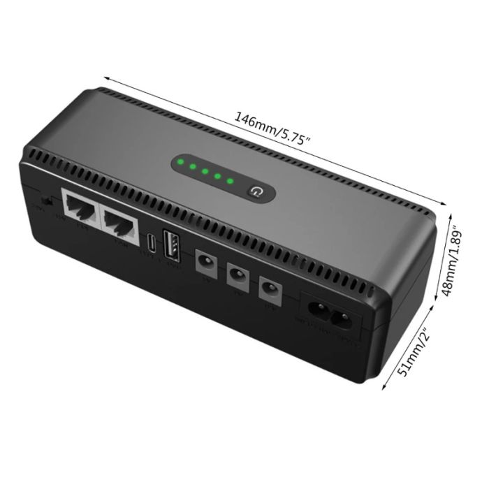 Источник бесперебойного питания для роутера Mini UPS 5V / 9V / 12V / 10400mAh 18W Black