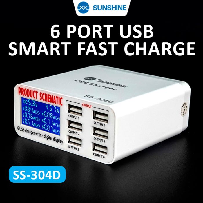 Быстрое зарядное устройство Sunshine SS-304D 3.5A / 6xUSB / 30W