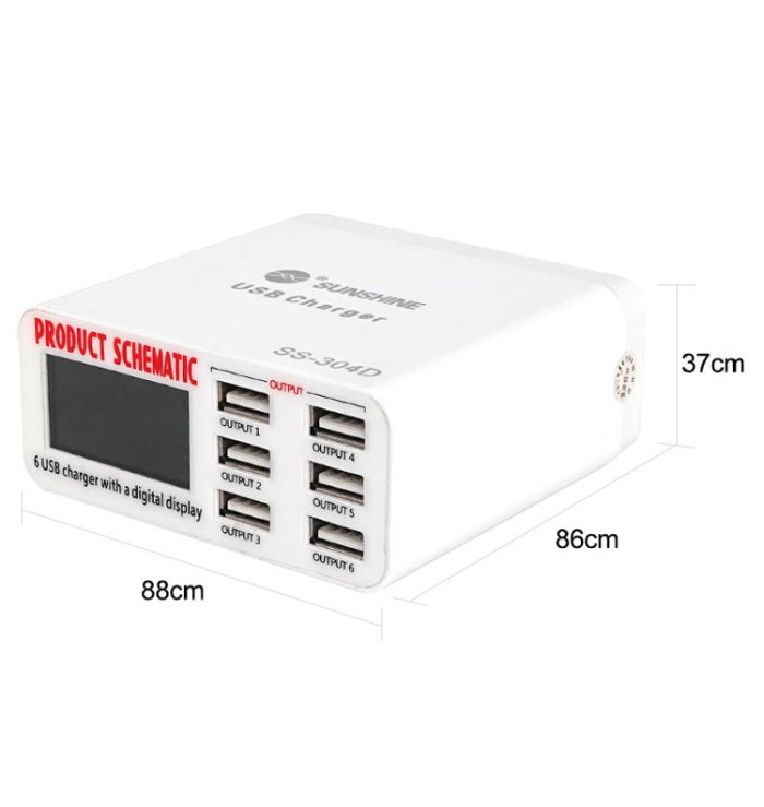 Быстрое зарядное устройство Sunshine SS-304D 3.5A / 6xUSB / 30W