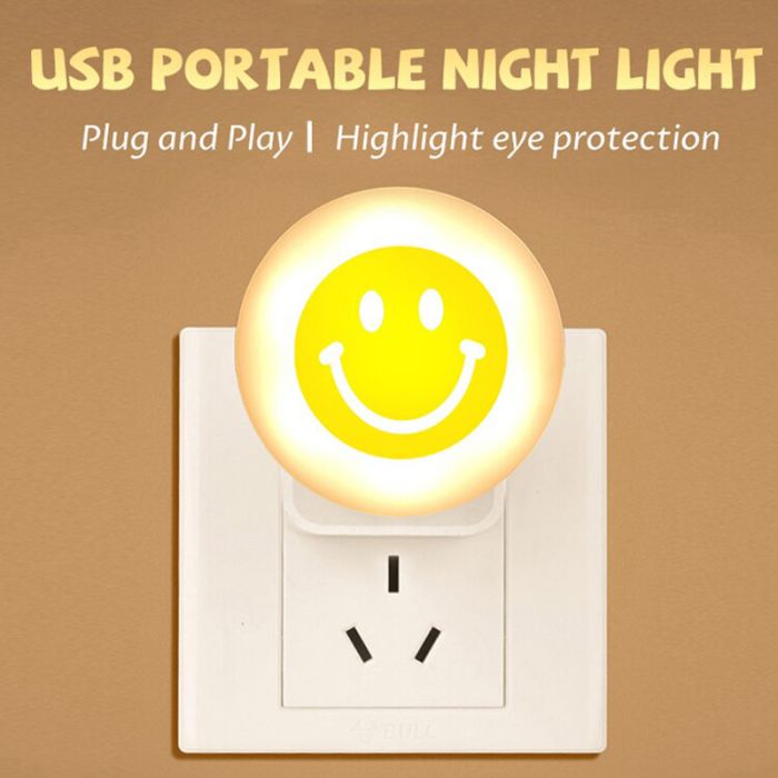 USB LED лампочка нічник смайлик в упаковці