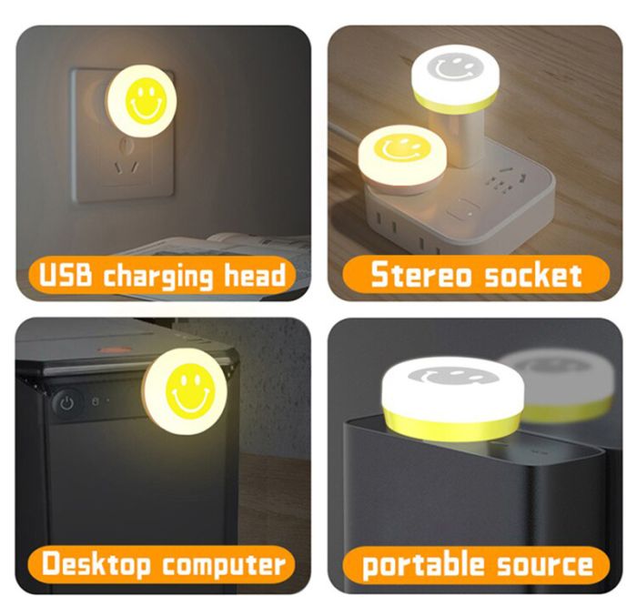 USB LED лампочка нічник смайлик в упаковці