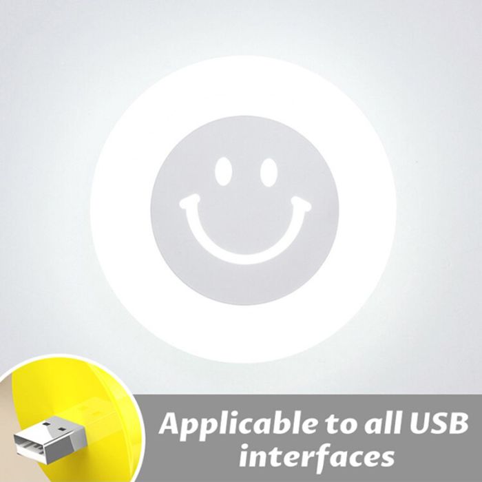 USB LED лампочка нічник смайлик в упаковці