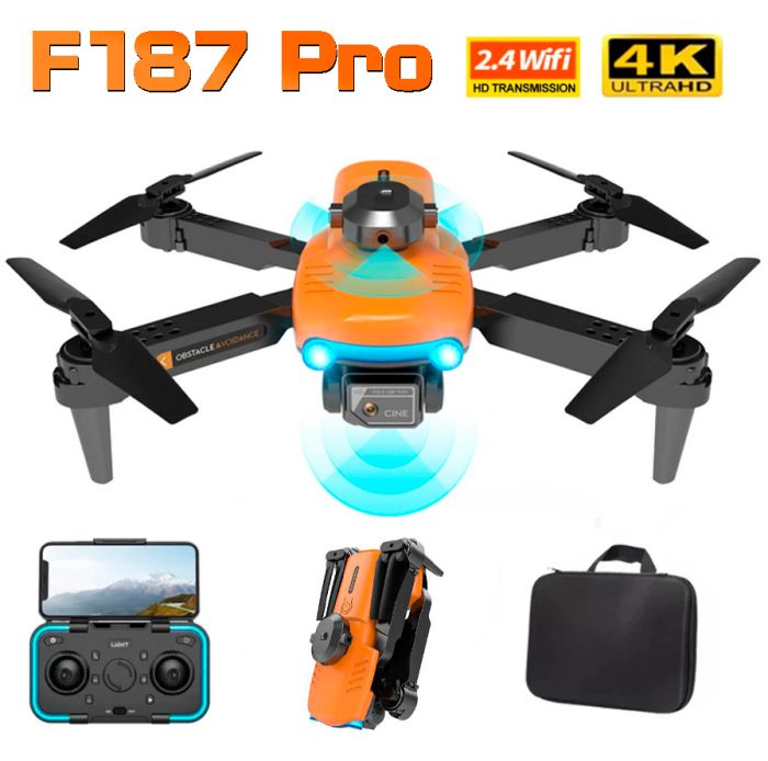 Квадрокоптер ZFR F187 Pro дрон / камера 4K HD / FPV / 50x zoom / помаранчевий