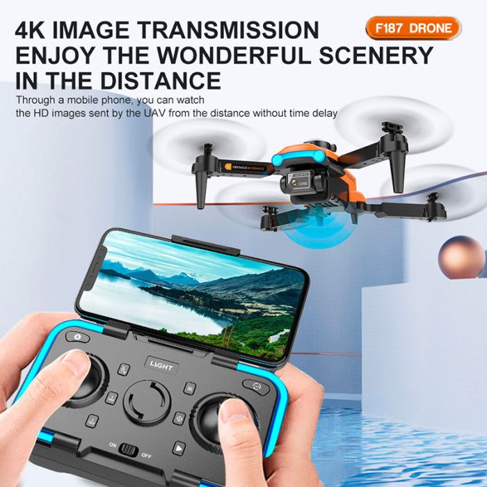 Квадрокоптер ZFR F187 Pro дрон / камера 4K HD / FPV / 50x zoom / помаранчевий