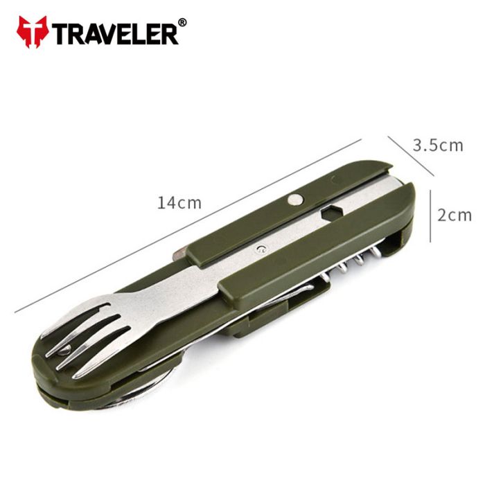 Мультитул похідний Traveler K607 ніж, ложка, вилка, штопор, відкривалка, з чохлом