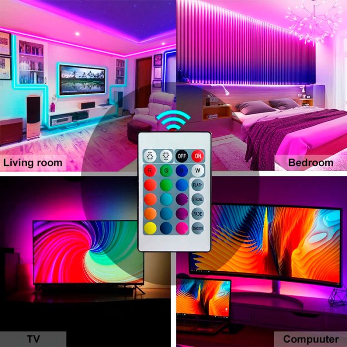 Світлодіодна LED стрічка 5 метрів USB / Bluetooth / Powerbank / 5В / RGB без додатка